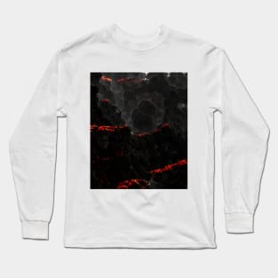 Black volcanic rock print. Black red mountains Long Sleeve T-Shirt